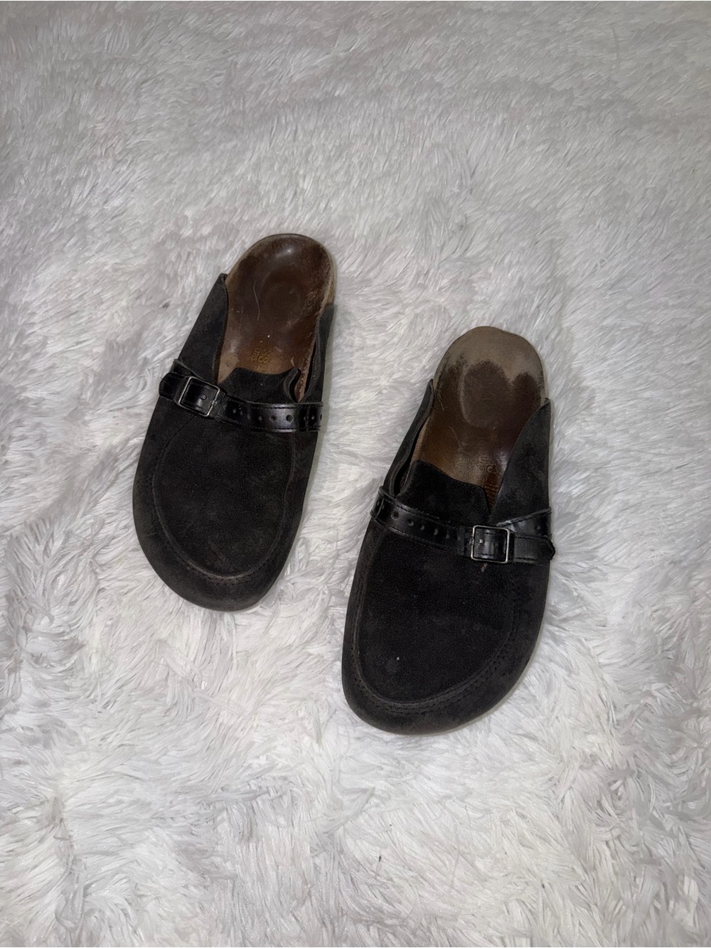 Birkenstock Eaton Black Suede Slip-On Loafers with Buckle size 38